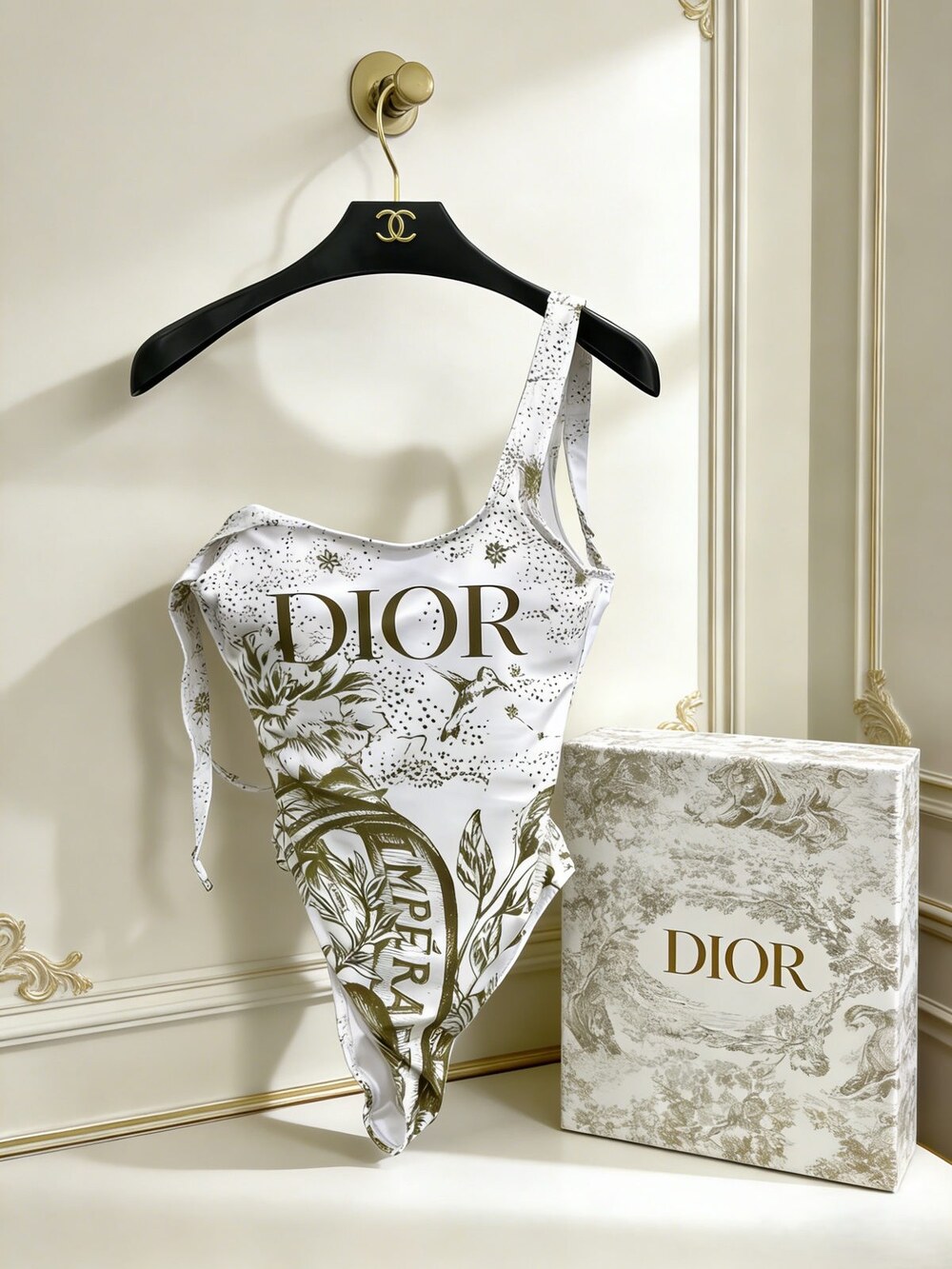 Dior White Asymmetric Swimsuit - Picture 3 of 6
